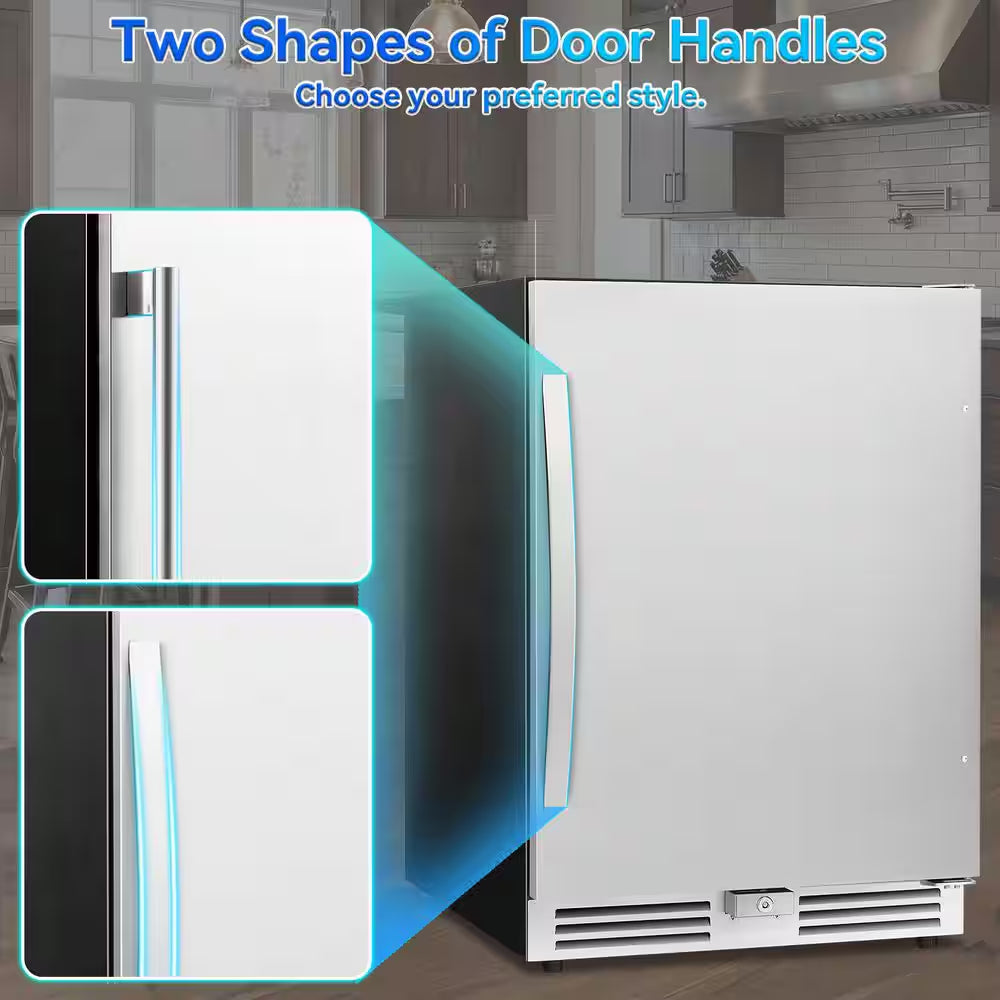 23.4 In. 230-Cans 4.9 Cu. Ft. Built-In Beverage Refrigerator Reversible Hinge Removable Tempered Glass Shelves in Silver