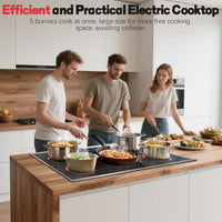 36 Inch Electric Cooktop, 5 Burner Stove Top Touch Control,220-240V
