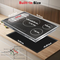 36 Inch Electric Cooktop, 5 Burner Stove Top Touch Control,220-240V