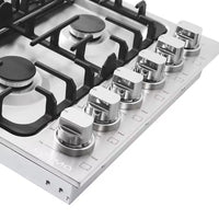 36 In. Gas Cooktop in Stainless Steel with 6 Italian Made Burners