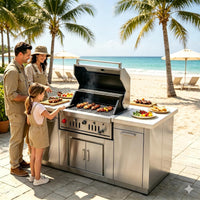 27-IN Premium Portable 304 Stainless Steel Built-In Charcoal Grill with Adjustable Charcoal Tray, Large Front Access Door, Side Vents, and Viewing Window,Ideal for Outdoor Family BBQ Gatherings
