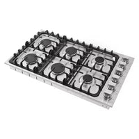 36 In. Gas Cooktop in Stainless Steel with 6 Italian Made Burners