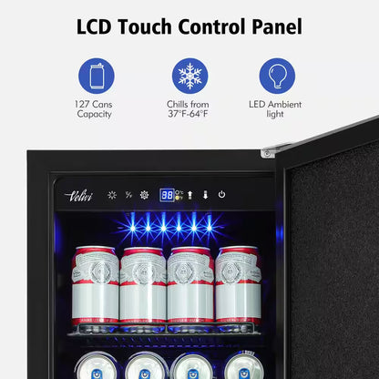 15 In. 3.53 Cu. Ft. 127 Cans Built-In Outdoor Beverage Cooler and Refrigerator in Stainless Steel