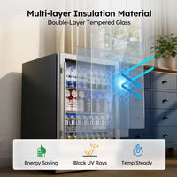 23.5 In. Single Zone 180-Cans Freestanding/Built-In Beverage Refrigerator Cooler Fridge in Silver, and Reversible Door