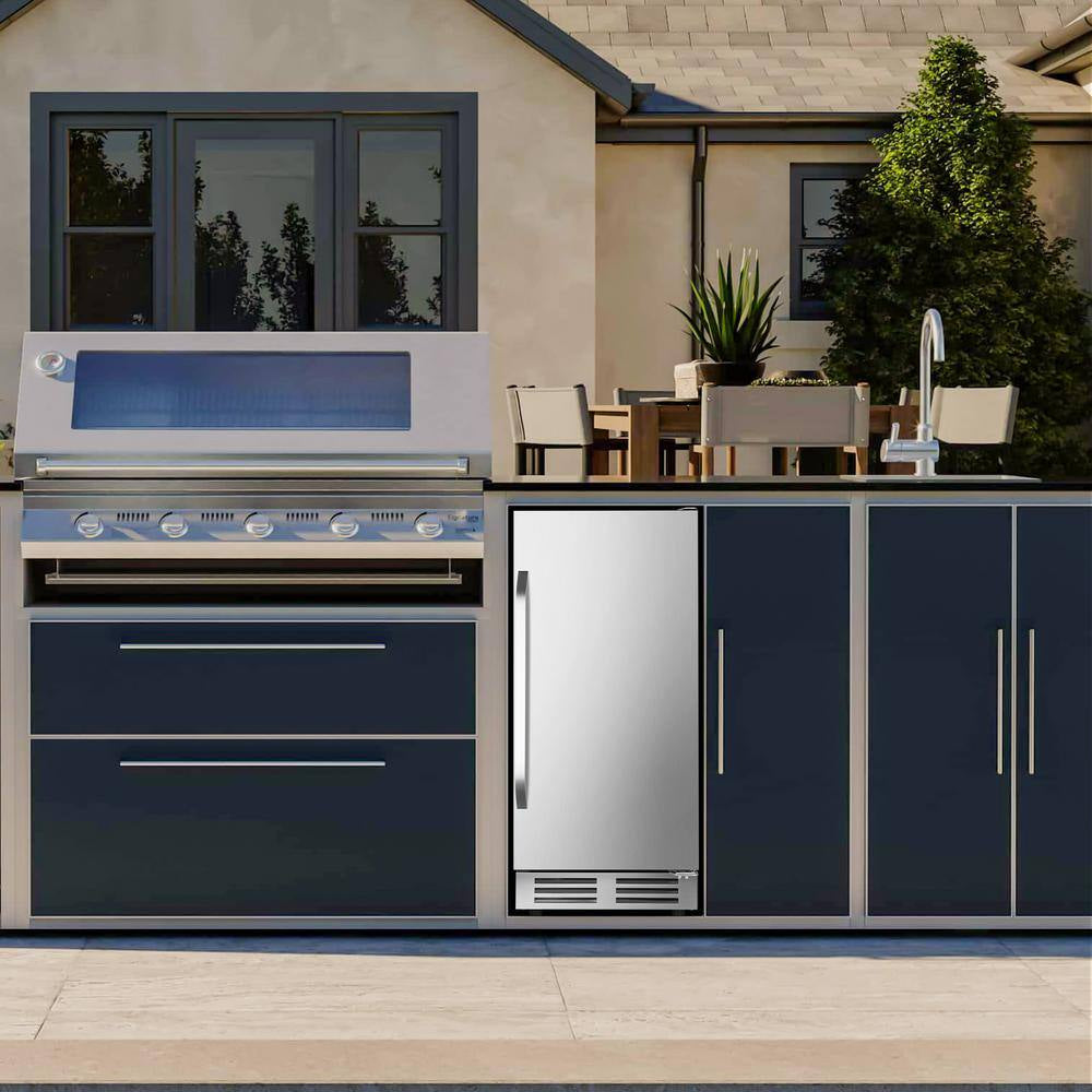 15 In. 3.53 Cu. Ft. 127 Cans Built-In Outdoor Beverage Cooler and Refrigerator in Stainless Steel