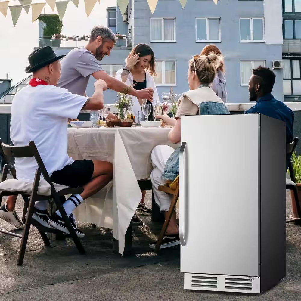 15 In. 3.53 Cu. Ft. 127 Cans Built-In Outdoor Beverage Cooler and Refrigerator in Stainless Steel
