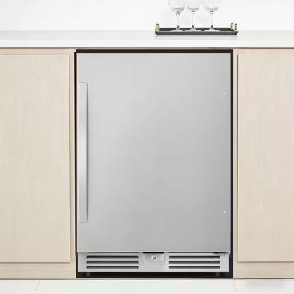 23.4 In. 230-Cans 4.9 Cu. Ft. Built-In Beverage Refrigerator Reversible Hinge Removable Tempered Glass Shelves in Silver