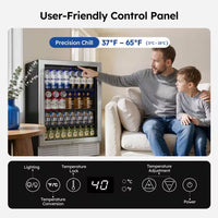 23.5 In. Single Zone 180-Cans Freestanding/Built-In Beverage Refrigerator Cooler Fridge in Silver, and Reversible Door