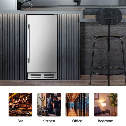 15 In. 3.53 Cu. Ft. 127 Cans Built-In Outdoor Beverage Cooler and Refrigerator in Stainless Steel