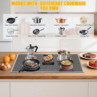 Electric Cooktop 36 Inch with Glass Protecting the Metal Frame