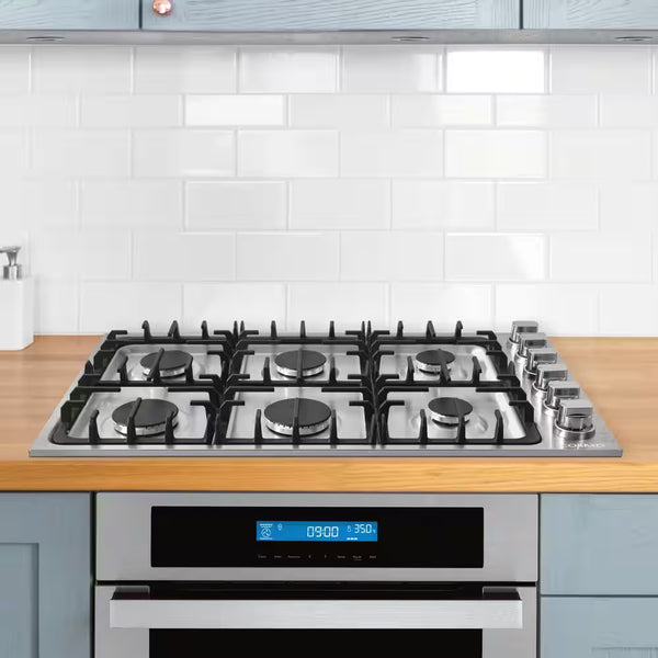 Gas Cooktop Built for Precision Cooking, 36-Inch 6 Burner, Italian Made Sealed Burners, 18,000 BTU Power