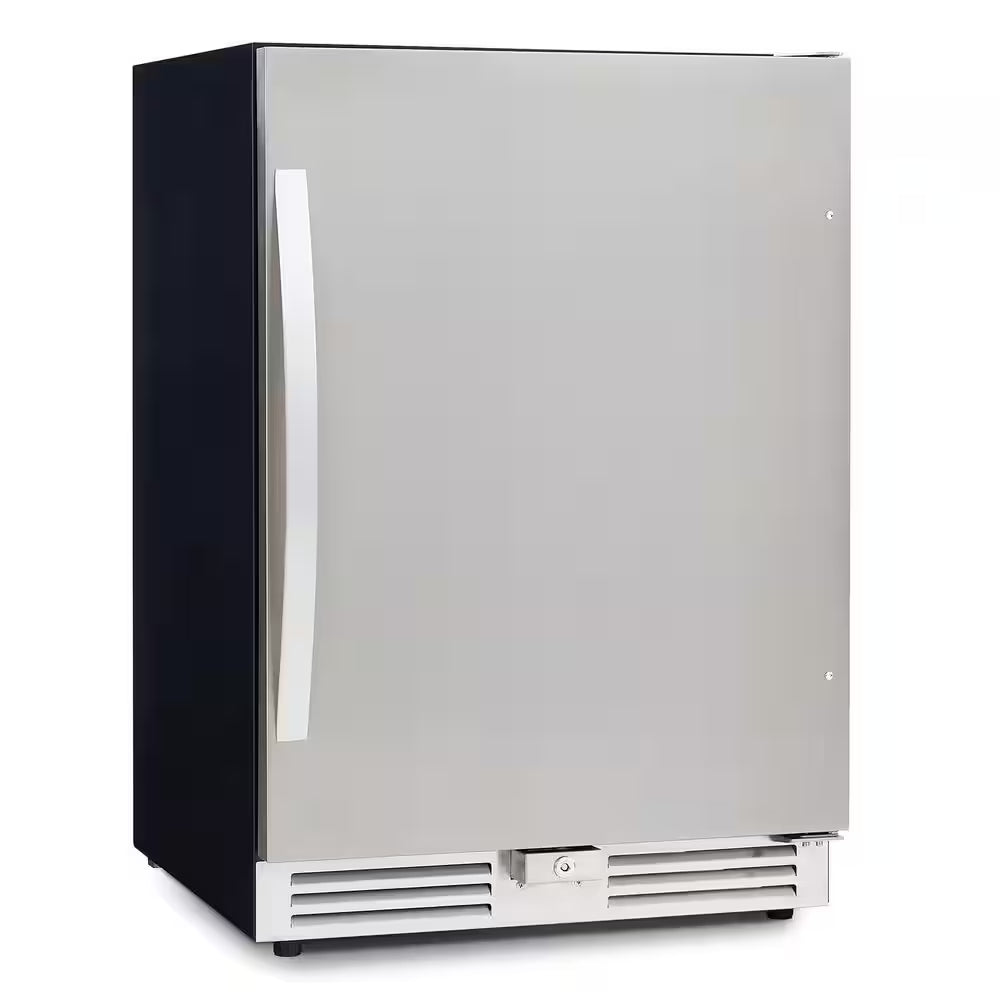 23.4 In. 230-Cans 4.9 Cu. Ft. Built-In Beverage Refrigerator Reversible Hinge Removable Tempered Glass Shelves in Silver