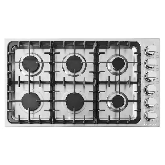 36 In. Gas Cooktop in Stainless Steel with 6 Italian Made Burners