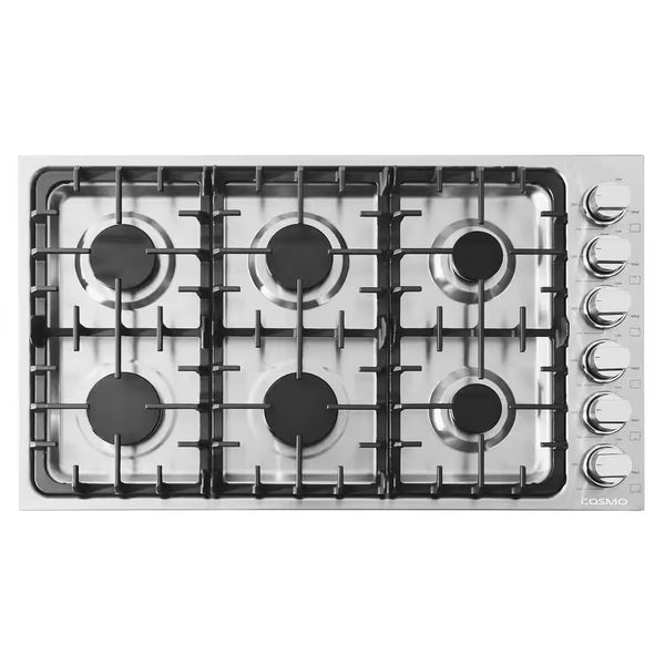 36 In. Gas Cooktop in Stainless Steel with 6 Italian Made Burners