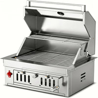 27-IN Premium Portable 304 Stainless Steel Built-In Charcoal Grill with Adjustable Charcoal Tray, Large Front Access Door, Side Vents, and Viewing Window,Ideal for Outdoor Family BBQ Gatherings
