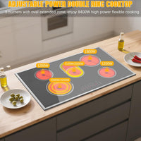 Electric Cooktop 36 Inch with Glass Protecting the Metal Frame