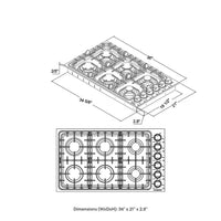 36 In. Gas Cooktop in Stainless Steel with 6 Italian Made Burners