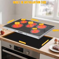 Electric Cooktop 36 Inch with Glass Protecting the Metal Frame