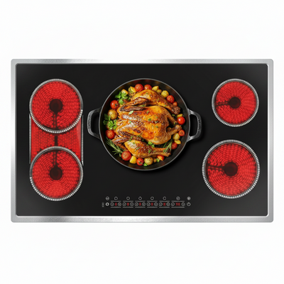 Electric Cooktop Built for Modern Kitchens, 5 Burner Touch Control, Glass Ceramic Surface, 9600W Power