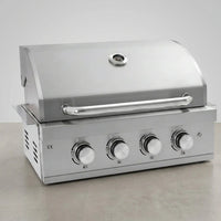 27 in Built-In Outdoor Gas BBQ Grill, 4-Burnerstainless Steel Drop-In Grill, 304 Brushed Stainless Steel, Heavy Duty Outdoor Kitchen Island Grill (Without Lighting) — Studio Shot