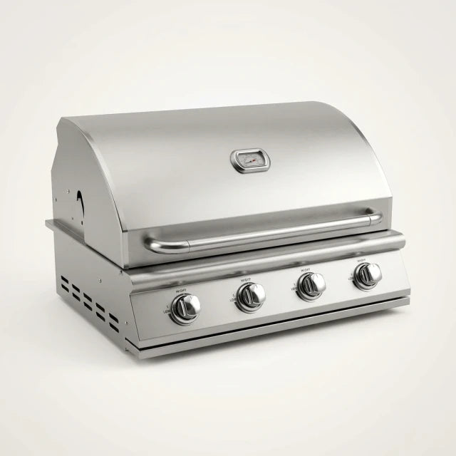 Built-In Outdoor Gas Grill Designed for Kitchen Islands, 4 Burner System, 304 Stainless Steel, Dual-Fuel — Studio Shot
