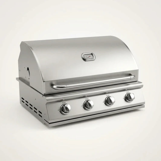 Built-In Outdoor Gas Grill Designed for Kitchen Islands, 4 Burner System, 304 Stainless Steel, Dual-Fuel — Studio Shot