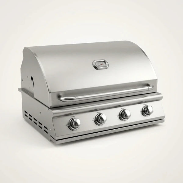 Built-In Outdoor Gas Grill Designed for Kitchen Islands, 4 Burner System, 304 Stainless Steel, Dual-Fuel — Studio Shot